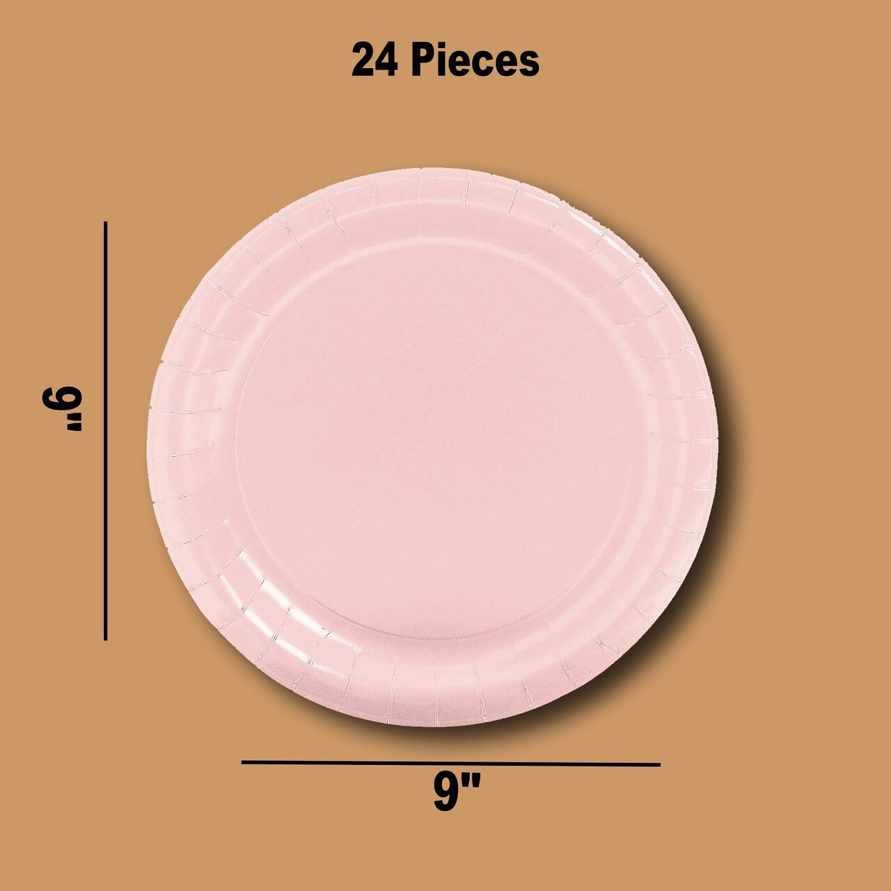 24 Ct. Light Pink Paper Dinner Plates 9" Round Pastel Disposable Plates